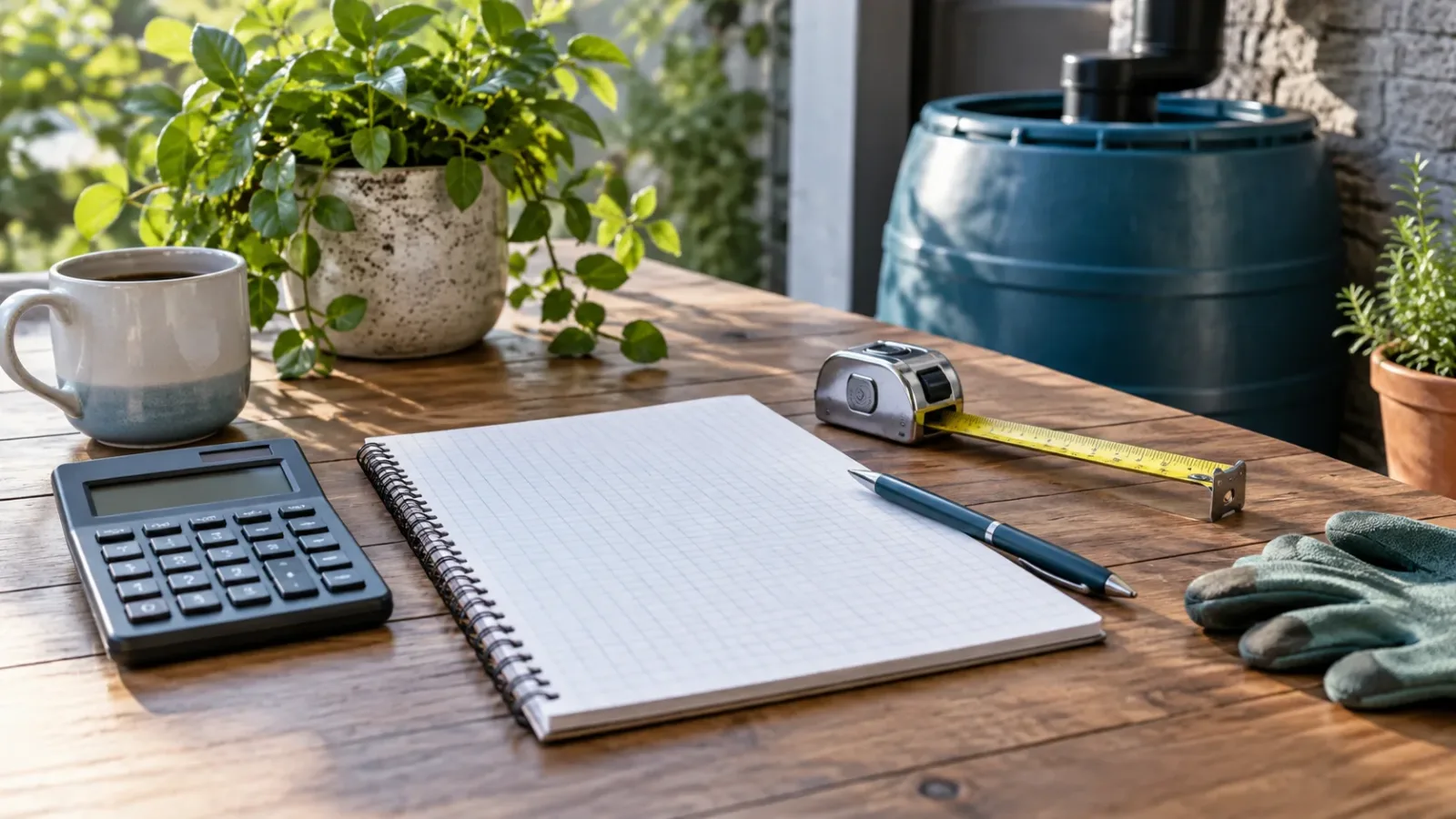 Calculator and notebook for planning a rainwater project